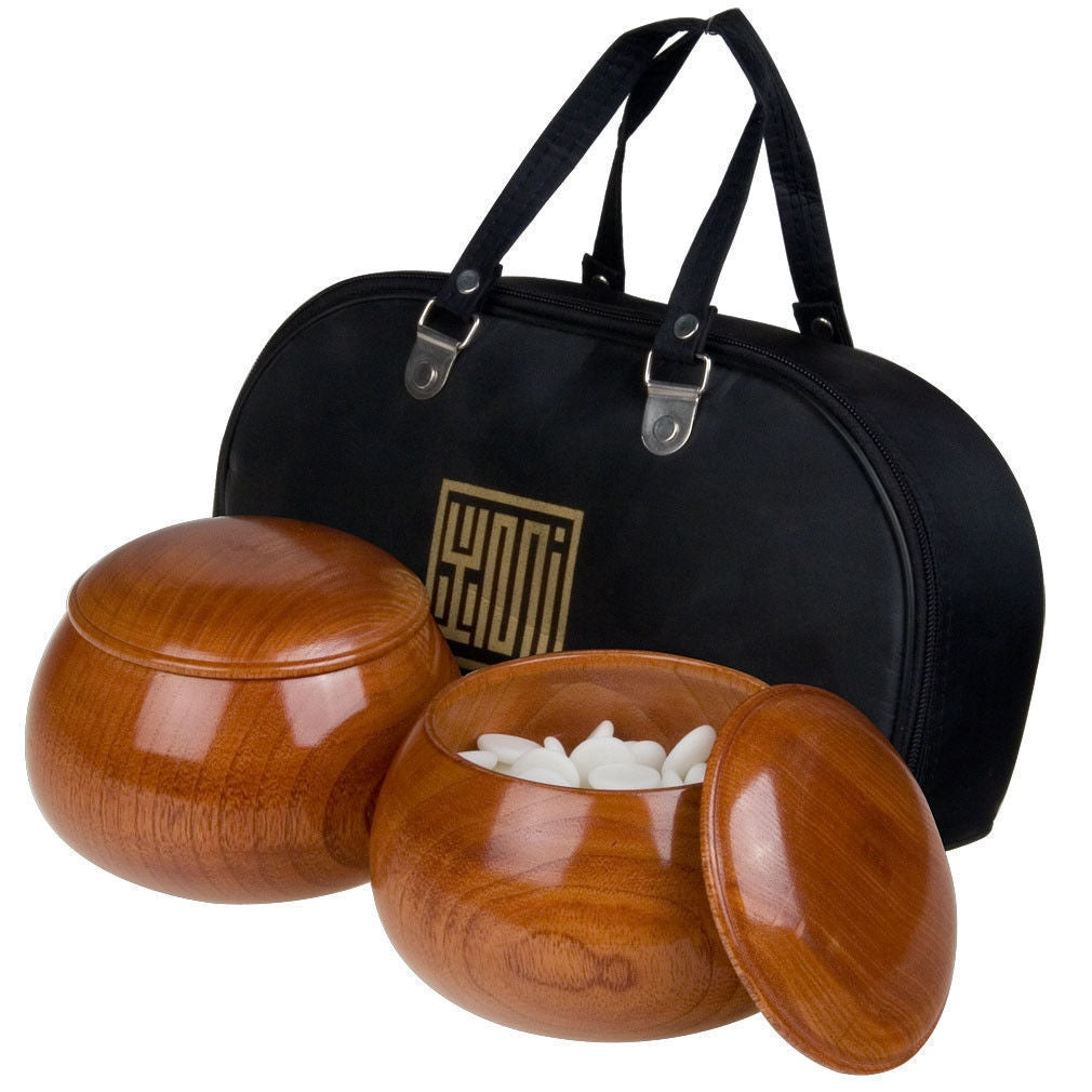 Yunzi Single Go Game Convex Stones and Jujube Bowls - 21.5-22mm (Size 3)-Yellow Mountain Imports-Yellow Mountain Imports