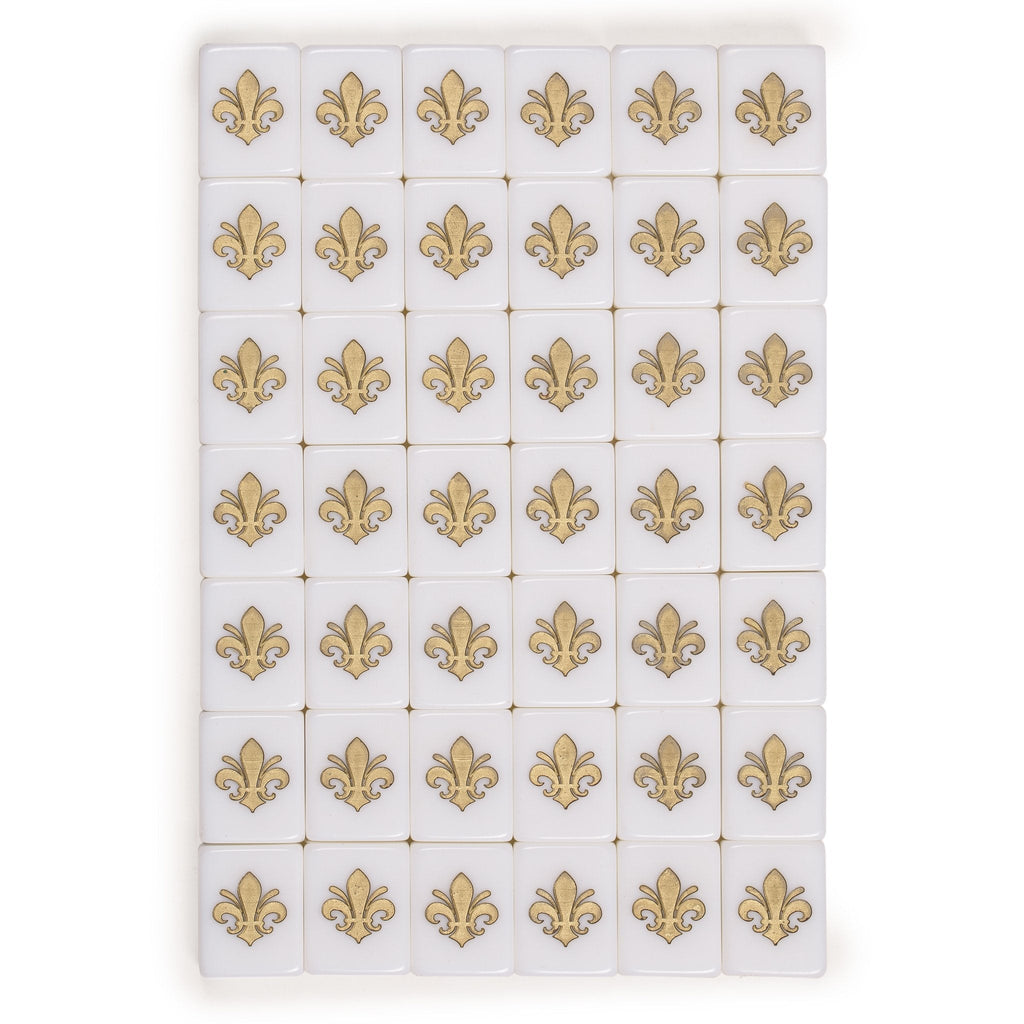 American Mahjong Set, "Fleur De Lis" with Leatherette Case - Four All-in-One Racks with Pushers, Wind Indicator, Dice, & Wright Patterson Counting Coins-Yellow Mountain Imports-Yellow Mountain Imports