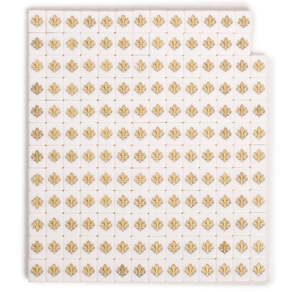 American Mahjong Set, "Fleur De Lis" with Leatherette Case - Four All-in-One Racks with Pushers, Wind Indicator, Dice, & Wright Patterson Counting Coins-Yellow Mountain Imports-Yellow Mountain Imports