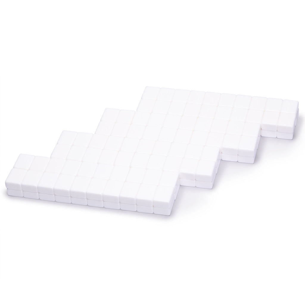 Mahjong Tiles - White with Blue Back - Set of 166 + 2 Black Trays