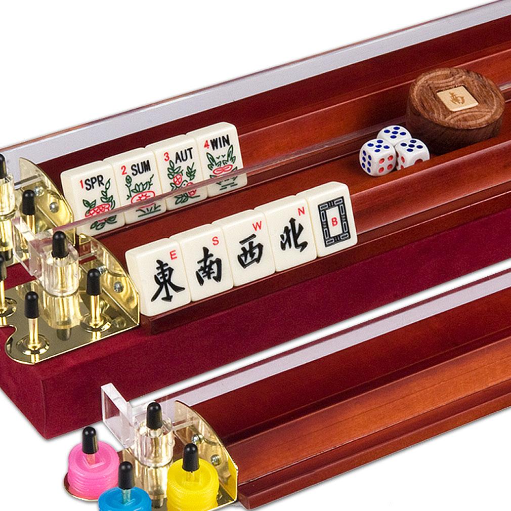 American Mahjong Set Red Wood Case "Classic Royale" with Pushers-Yellow Mountain Imports-Yellow Mountain Imports