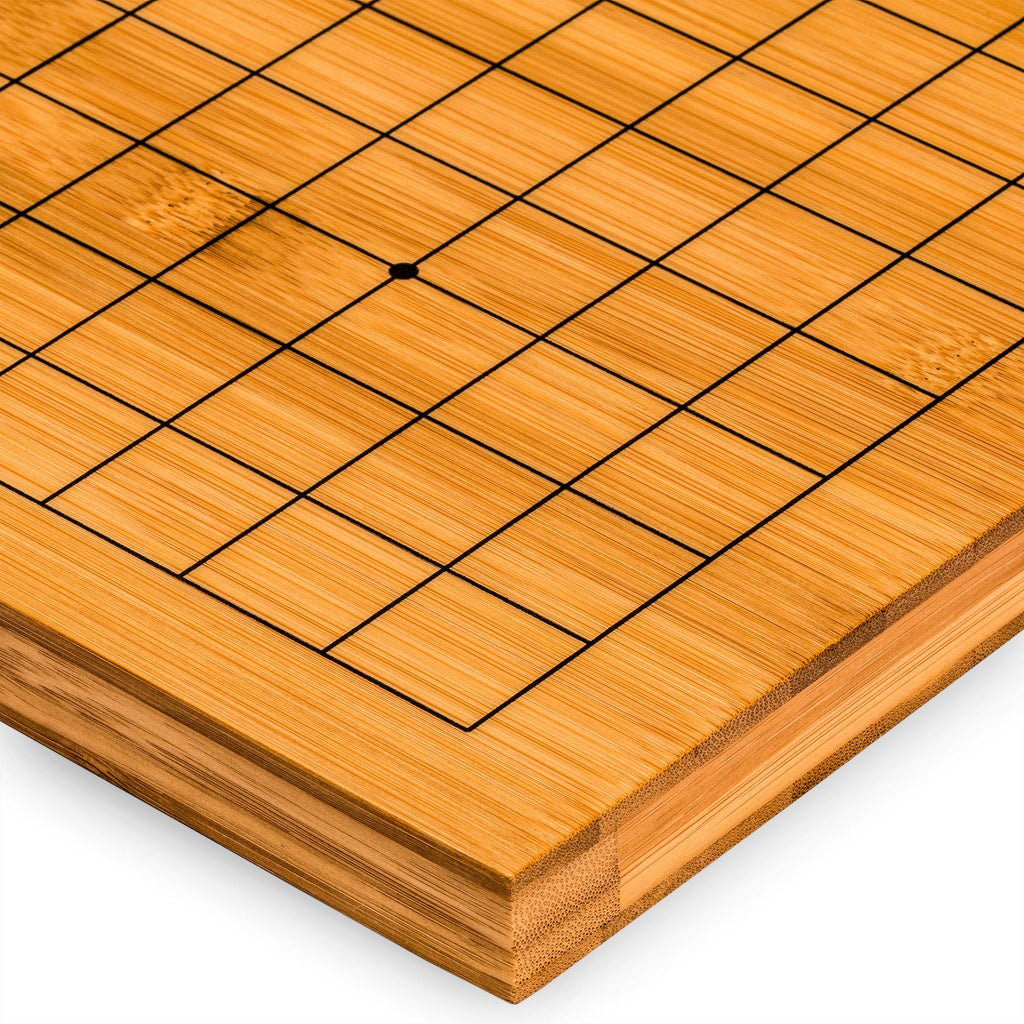 Bamboo 0.8-Inch Reversible 19x19 / 13x13 Go Game Set Board with Double Convex Korean Hardened Glass Paduk Go Stones and Bamboo Bowls-Yellow Mountain Imports-Yellow Mountain Imports