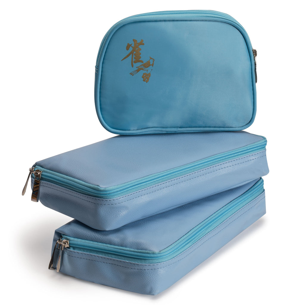 Soft Leatherette Case for Mahjong Set, "Turquoise"-Yellow Mountain Imports-Yellow Mountain Imports
