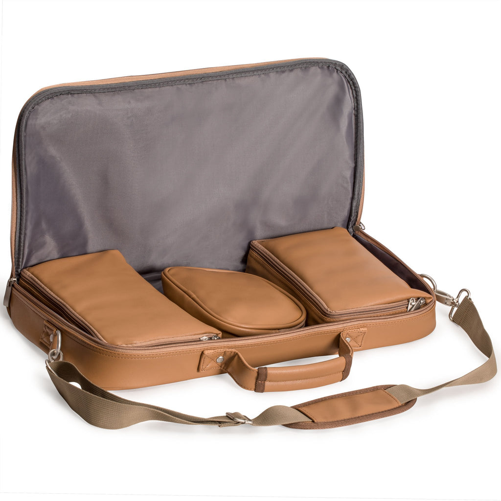 Soft Leatherette Mahjong Case - Brown-Yellow Mountain Imports-Yellow Mountain Imports
