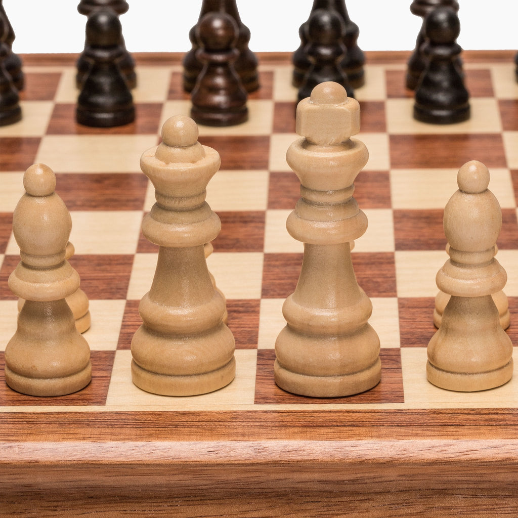 Traditional Maple and Walnut Wood Chess Set - 11.8"-Yellow Mountain Imports-Yellow Mountain Imports