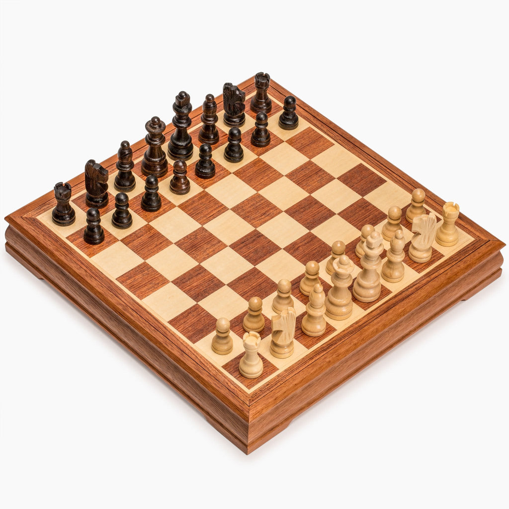 Traditional Maple and Walnut Wood Chess Set - 11.8"-Yellow Mountain Imports-Yellow Mountain Imports